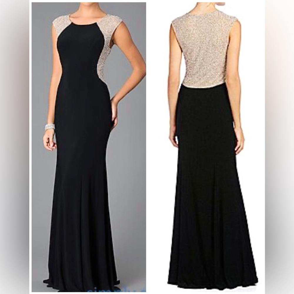 Elegant Black & Gold Evening Gown